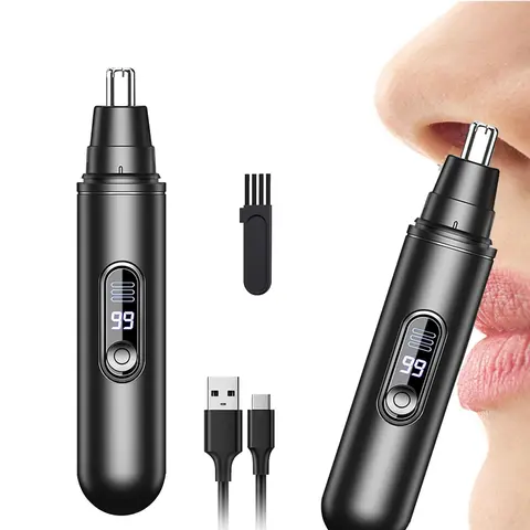 Electric Nose Hair Trimmer,Professional Nose and Ear Hair Trimmer for Men Women,Led Display Nose Clipper,Travel,Easy to Clean,Gifts for Men Women