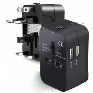 International Travel Plug Adapter, Multifunctional Universal Travel Adapter with 2 USB Ports, Universal Converter for Home & Travel