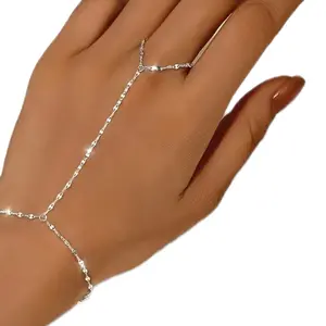 Silver Hand Chain - Elegant Adjustable Finger Bracelet for Women's Fashion Jewelry