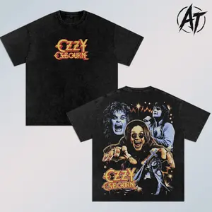 Ozzy Osbourne "Diary of a Madman" Vintage Washed Oversized Graphic Tee, Heavy Metal Legend Double Sided Band Shirt, Retro Classic Rock Y2K Streetwear T Shirt, Heavyweight Cotton Concert Merch Unisex Top, Dark Grunge Music Fan Gift for Men Women