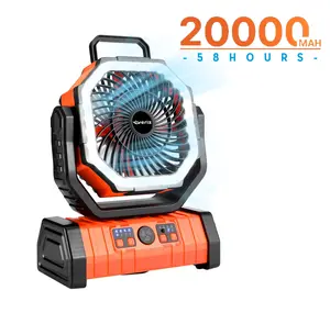 New Model 2025 - 20000mAh Portable Fan with LED Lantern | Rechargeable, Oscillating, Quiet & Powerful | Remote Control & Power Bank Function