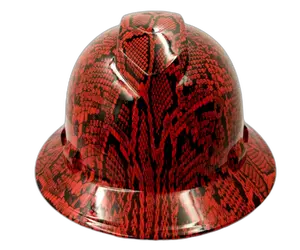 Crimson Red Python Snakeskin - Custom Hydro Dipped Full Brim Hard Hat