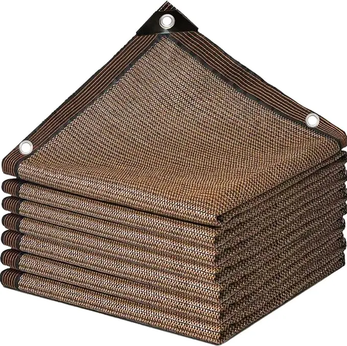 Shade Cloth for Garden Plants,70% Sunblock Shade Neting - Mesh Tarp with Grommets for Patio Plants Greenhouse Kennel Porch Pergola Sun Protection Neting Cover, Brown 6x10FT