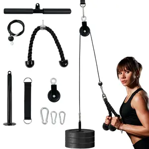Lockways Pulley System Gym Lat and Lift Pulldown Bar Weight Cable Machine Attachment for Squat Rack Lockways