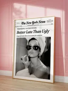Trendy Newspaper Print, Better Late Than Ugly, New York News, Bathroom Decor, Girly Dorm Room Retro Aesthetic, Printable