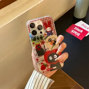 Red Apple Hat Black Cat Strawberry Fashion Retro Phone Case,Stylish & Durable Christmas Gift: Fashionable Phone Case for iPhone 11-17– Perfect Blend of Protection and Trend