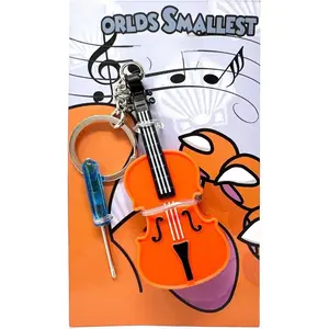 Original World's Smallest Violin Toy Keychain With Playable Sad Music - Tiny Mini Violin Keychain with Sound