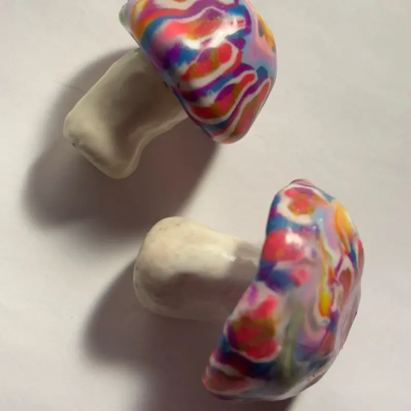 Playful UV Clay Mushrooms - 1 Inch Tall Garden Decor for Fairy Gardens, Clay Art Knickknacks, Home Decor to Enhance Aesthetic Appeal