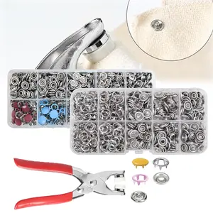 200-Piece DIY Snap Button Kit – 100 Silver Hollow + 100 Mixed Color Solid/Hollow Snaps for Clothing & Crafting
