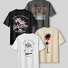Summer Casual Beach Vibe Style Tropical Coconut Tree Print Top, Unisex Fashion Fitted Casual Graphic Tee T-Shirt Short Sleeve 4-Pack, Comfortable Fit, Perfect for Daily Wear