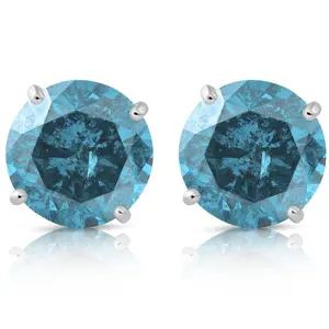 1 5/8ct Blue Diamond Studs 14K White Gold