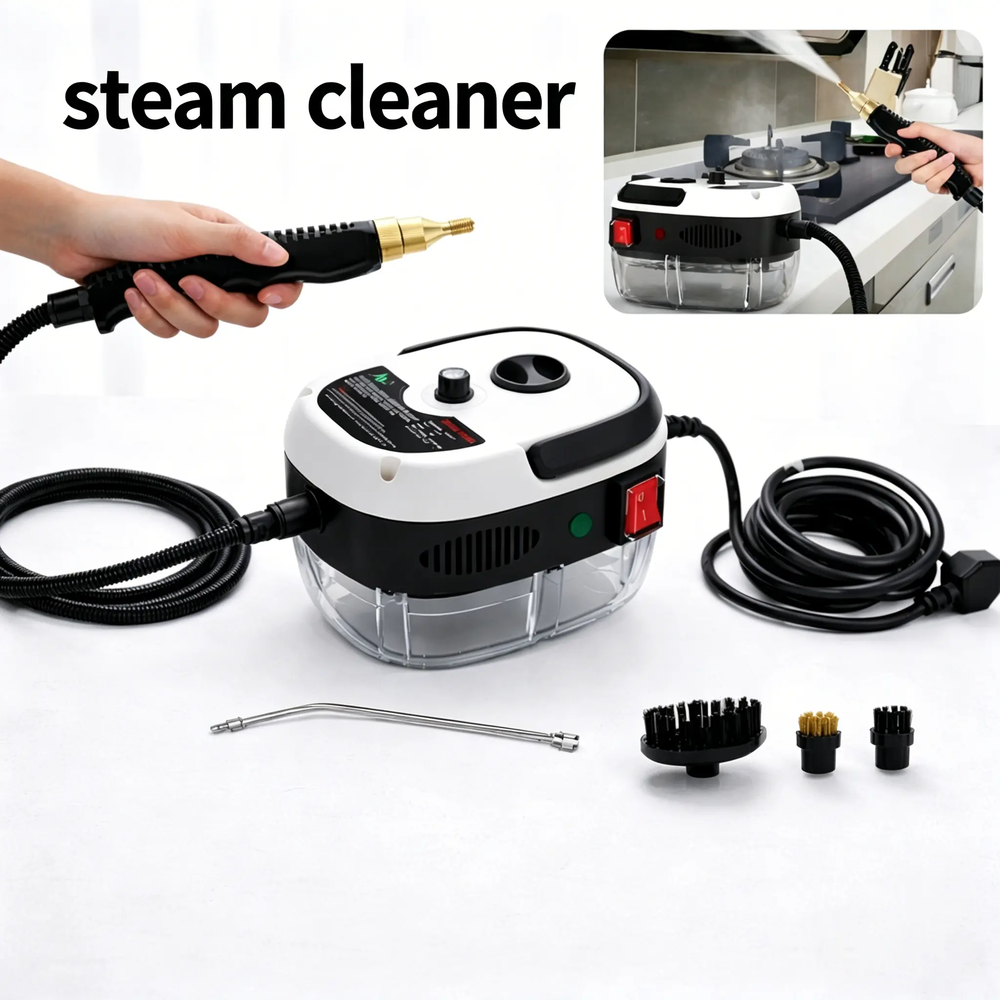 2500W Fast Heat Pressurized Steam Cleaner, Heavy-Duty High-Temp Deep Clean Machine with Full Kit Accessories, Corded Power Tool with Auto Temp Protect for Car Detailing & Household Use (Father's Day Gift)