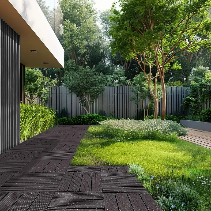 【DealsForYouDays】10-Pack Interlocking Deck Tiles, 12x12 in 10 Sq. Ft Plastic Waterproof Outdoor Flooring for DIY Users, Easy Installation All-Weather Patio Flooring, Dark Brown Father's Day Gift
