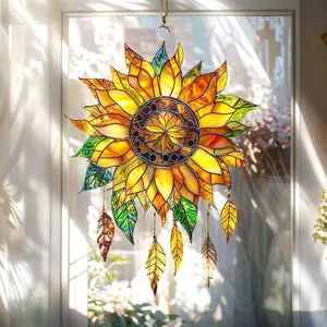 Sunflower Acrylic Suncatcher, Flower Window Hanging Gift for Mom, Sunflower Lover, Plant Lover Garden Decor, Housewarming Gift
