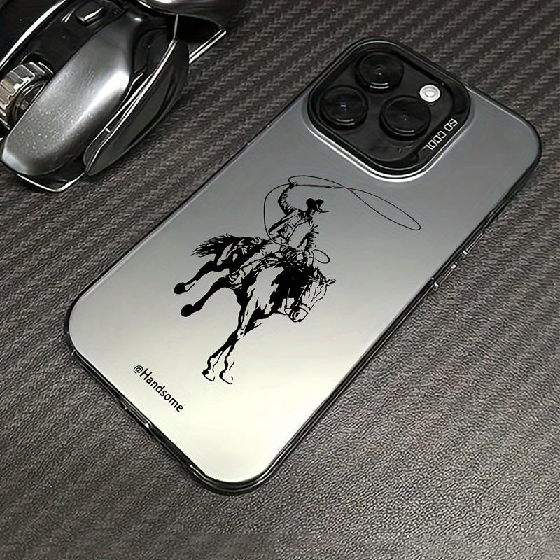 A Laser Anti-drop Phone Case with Horse and Cowboy Pattern, Suitable for iPhone 17 Air/16 Plus/15 Pro Max/14 Pro/13/12/11/XS Max/X Phone Case, Ideal Gift for Family, Friends, Lovers, Boyfriend, Girlfriend, Best Choice for Holiday Gifts CY373