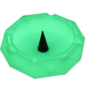 Geometric Silicone Ashtray Glow in the Dark Unbreakable Multipurpose Storage Ash Tray with Glass Friendly Tapping Center