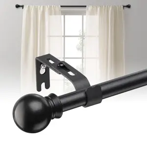 Curtain Rods for Windows 28 to 50 Inch 5/8 Inch Matte Black Small Curtain Rods Adjustable Renter Friendly Curtain Rod for Bedroom Windows Drapery Rods With Brackets
