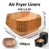100-Piece 8-Inch Square Air Fryer Liners, Disposable Food-Grade Nonstick Parchment Paper, Waterproof Grease-Resistant Kitchen Bakeware, Baking Supplies Utensils for 5-8 Qt Air Fryers, Easy Cleanup for Family