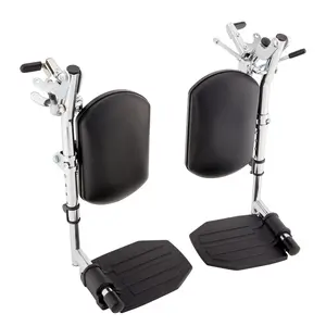 The Aftermarket Group Wheelchair Legrest Assembly With Hemi Spacing and Black Vinyl Calfpad - Black Aluminum Footplate