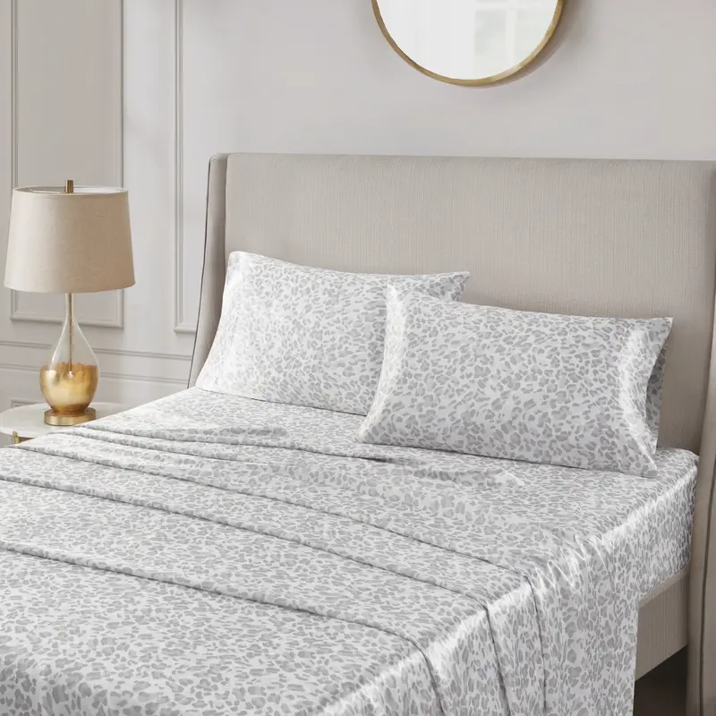 Madison Park 2-PC Animal Leopard Print Satin Pillowcases, 100% Polyester Satin Bedding Set, Skin-Friendly, Wrinkle-Resistant, High-Luster, Soft, Gentle on Hair, Luxury Size, OEKO-TEX Certified, Machine Washable, Sun-Dry or Tumble Dry Low, Bedroom Use, Ani