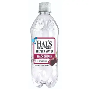 Hal's New York Seltzer Water 20oz, Black Cherry (Pack of 24)