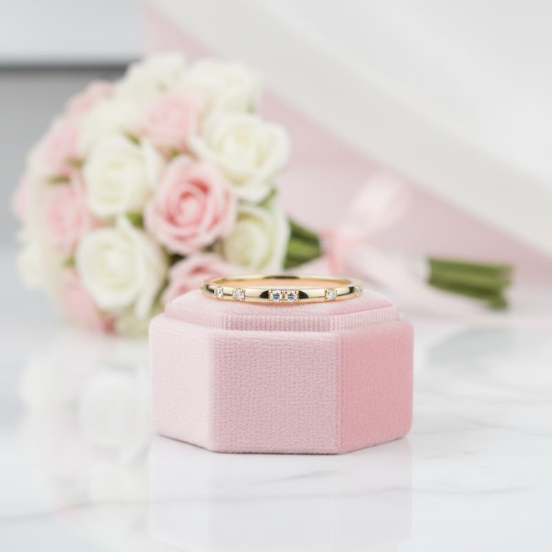 14k Yellow Diamond Option Stackable Wedding Band