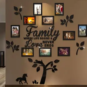 3D Photo Frame Wall Sticker, Family Tree Design Wall Decoration, Acrylic Self Pasting DIY Photo Frame, Home Decor for Living Room Bedroom, Ornaments, Wall Art Stickers