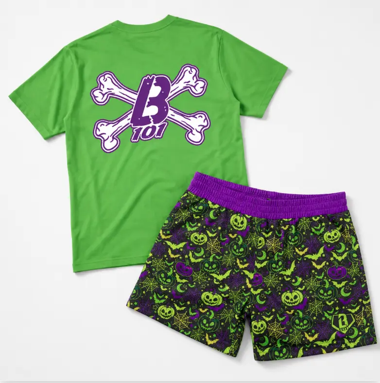 Baseball Lifestyle 101 Spooky SZN halloween Youth Tee & Shorts Set, Matching Baseball Streetwear Outfit, Game Day Wear