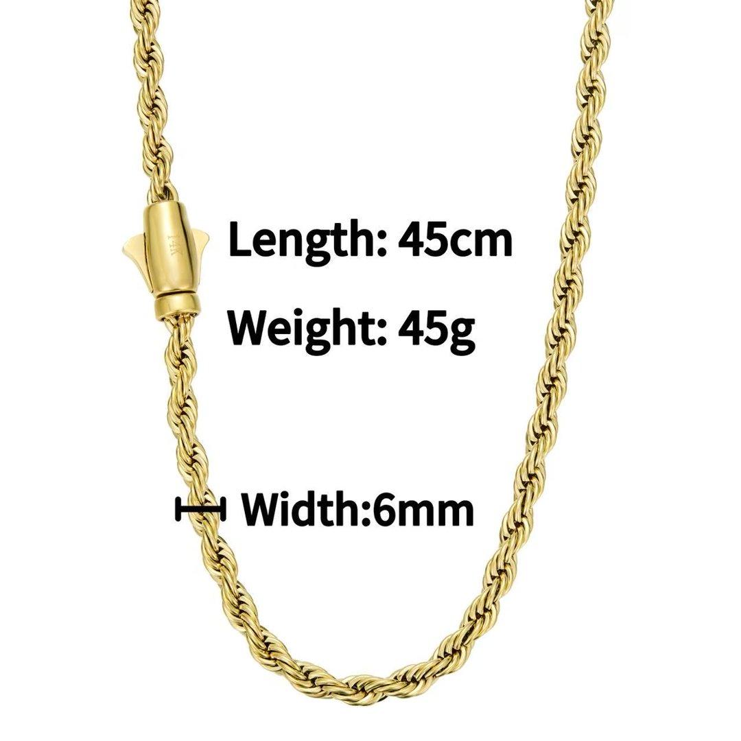 14K Real Gold-Plated Braided Necklace or Bracalet Durable StylisH Waterproof Upgraded Shine Faceted Cut Tarnish-Free Goldstone Necklace or Bracelet Width 6MM For Both men and Women The Perfect Gift