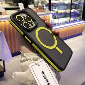 Luxury Matte Frosted Bicolor Magnetic Phone Case For iPhone 16 15 14 13 12 Pro Max Plus Translucent Wireless Charge Hard Cover