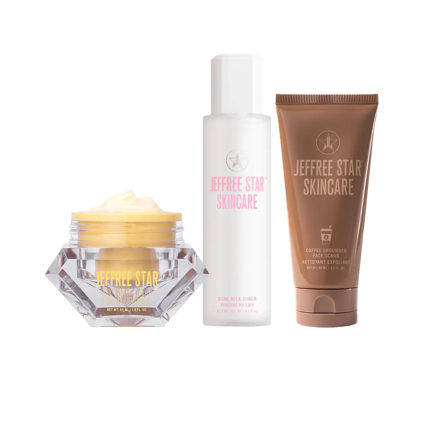 Banoffee Skincare Trio Includes Banana Star Moisturizer, Star Milk Toner, & Coffee Grounded Face Scrub Banoffee Skincare Trio Includes Banana Star Moisturizer, Star Milk Toner, & Coffee Grounded Face Scrub