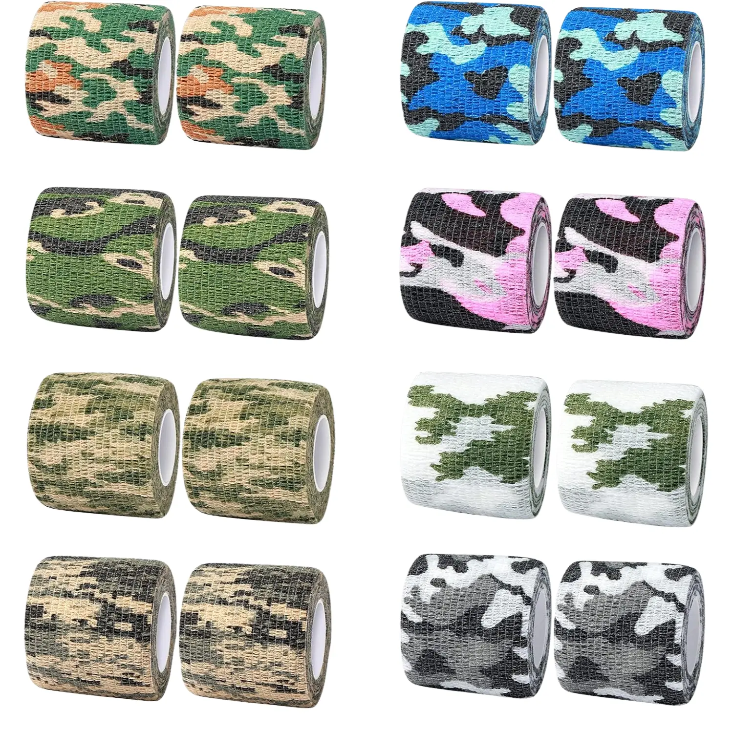 16 Rolls Self Adhesive Wrap Athletic Tape Breathable Elastic Sports Tape 2 x 180 inches Camo Style