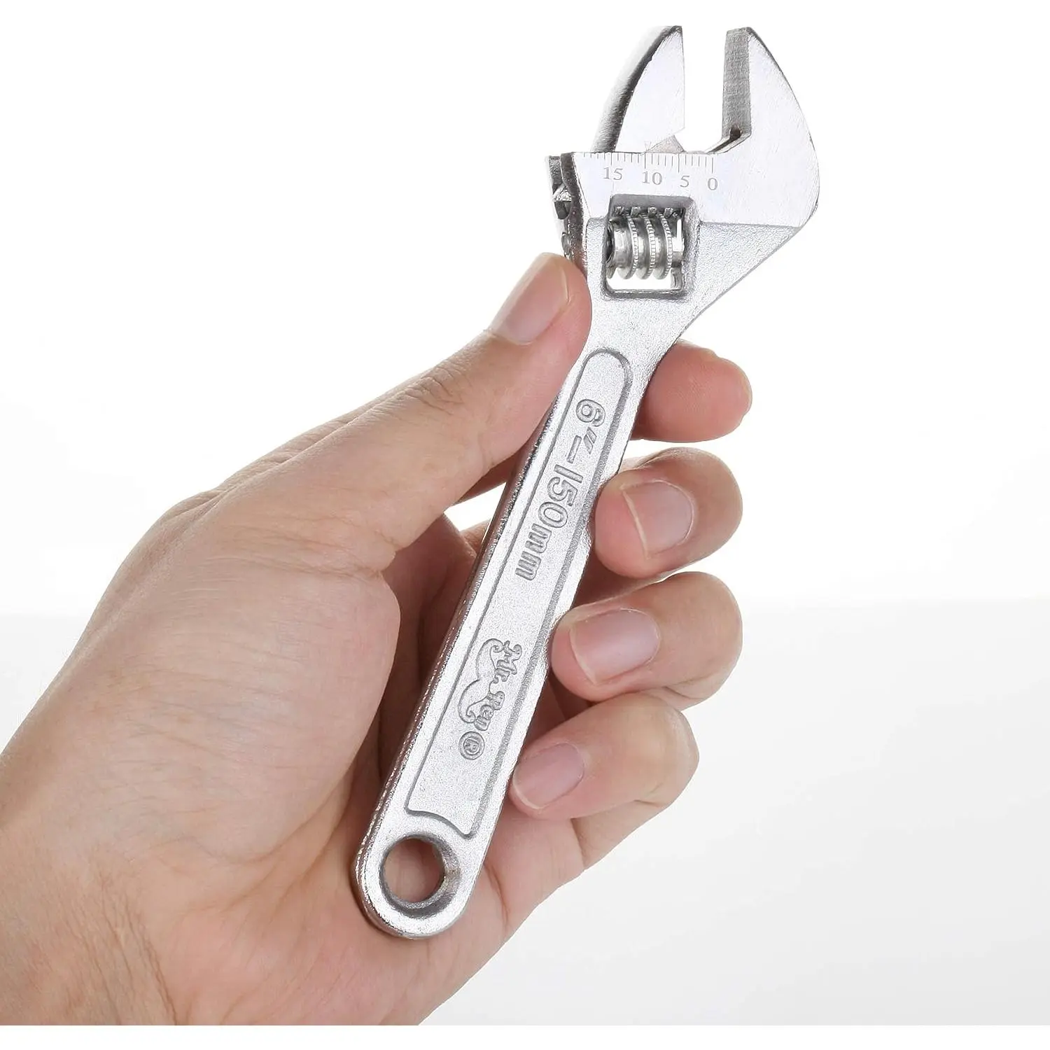 Small Wrench, Adjustable, 6 Inches, Hex-Shaped Jaw Opens To 3/4 Inch, Made From Heat Treated Carbon Steel
