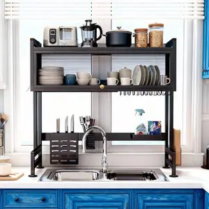 Over The Sink Dish Drainer Drying Rack 3 Tier Over Sink Dish Rack For A Tidy Kitchen Sink Shelf Organized Space-Saving Dish Rack With Cover For Dishes, Glasses, Bowls, And Cutlery