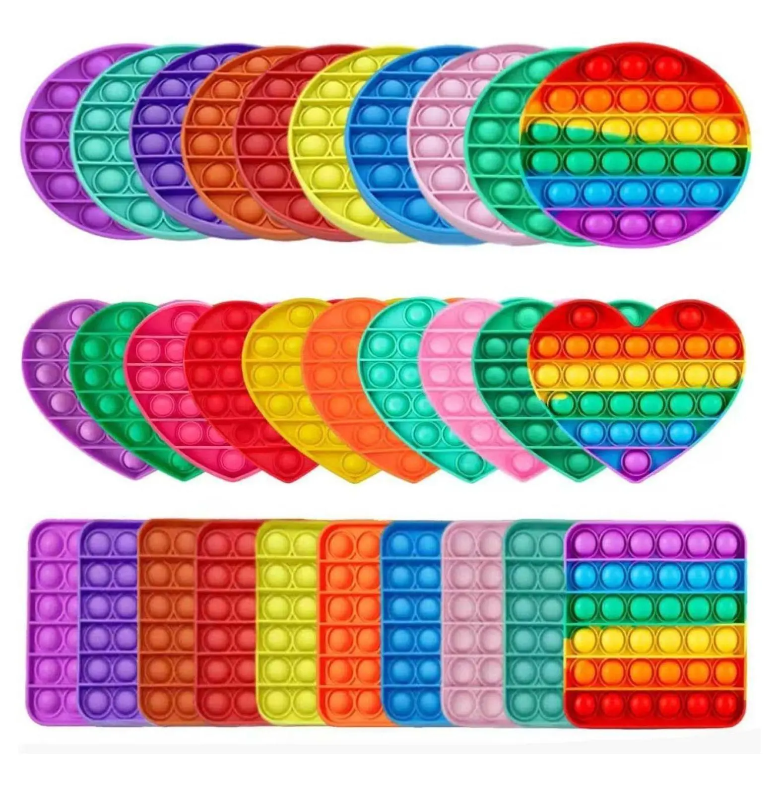 Bulk Pack Bubble Fidget Toys - 50 Pop Its Stress Reliever for Kids - Sensory Toys for ADHD, Anxiety - Classroom Prizes, 1.5x1.5x0.5in Pet Supply Party Favors
