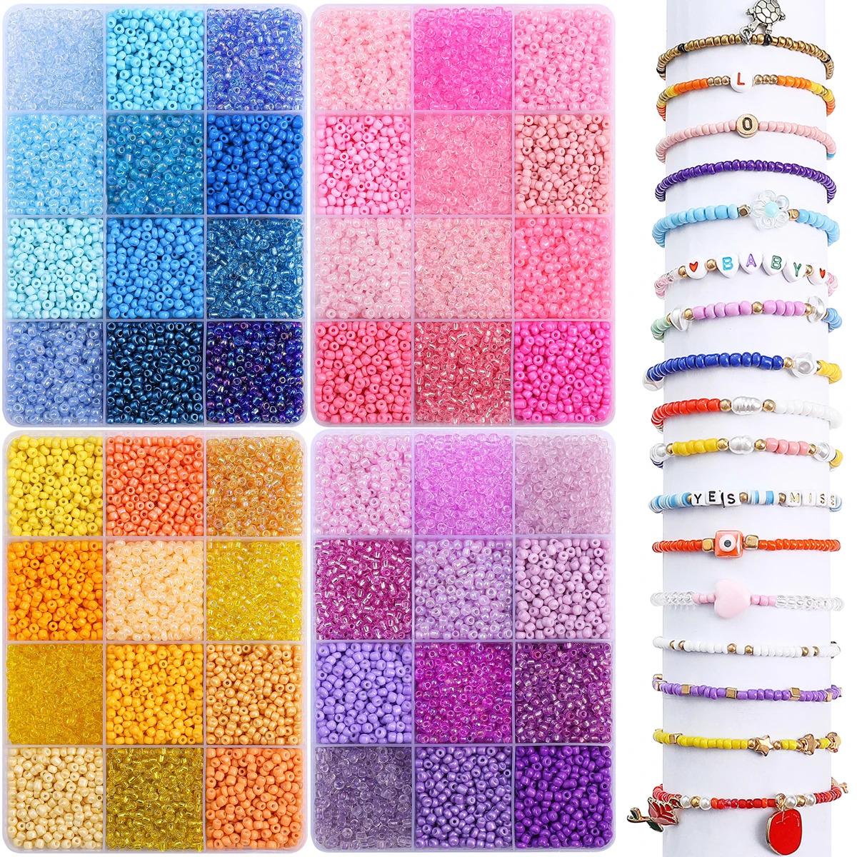 3mm Multicolor Glass Seed Beads Kit 12 Grid Organizer Box ≈6000pcs for DIY Bracelet Necklace Jewelry Making