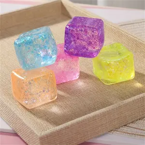 Ice Cube Squishy Toy | Large 5cm Glitter Ice Cube Squishy | Colorful Stress Relief Sensory Fidget | Soft & Relaxing Squish