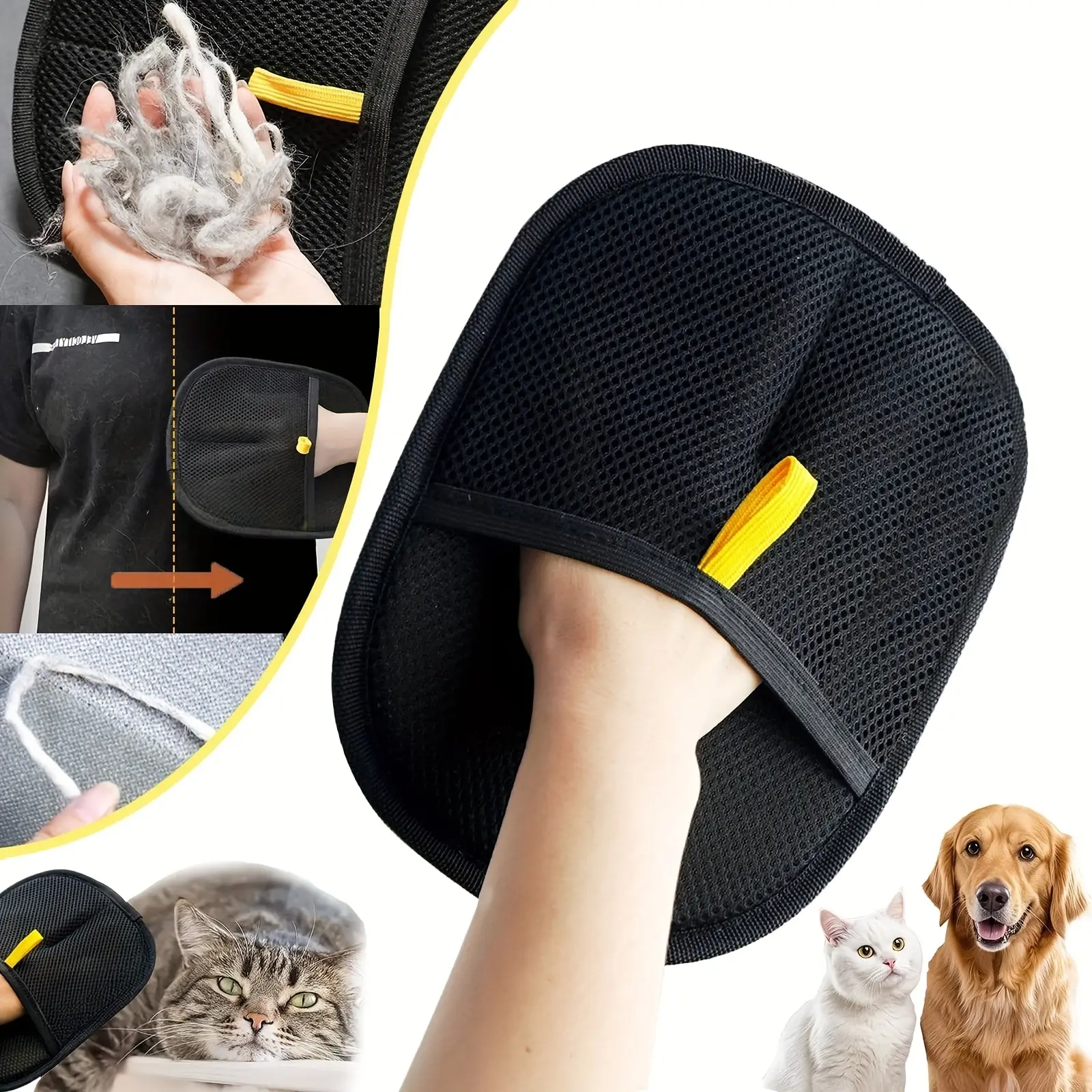 Pet Hair Removal Gloves, Electrostatic Pet Hair Remover, Reusable Cat&Dog Hair Remover for Couch, Furniture, Carpet, Car Seat, Pet Grooming Gloves Deshedding Tool