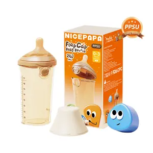 Nicepapa Natural Flow Anti-Colic Baby Bottle 8 oz/240 ml PPSU Material AirFree Vent Multi-Level Slow Flow Nipple for 0+ Months FDA-Certified BPA-Free - Newborn