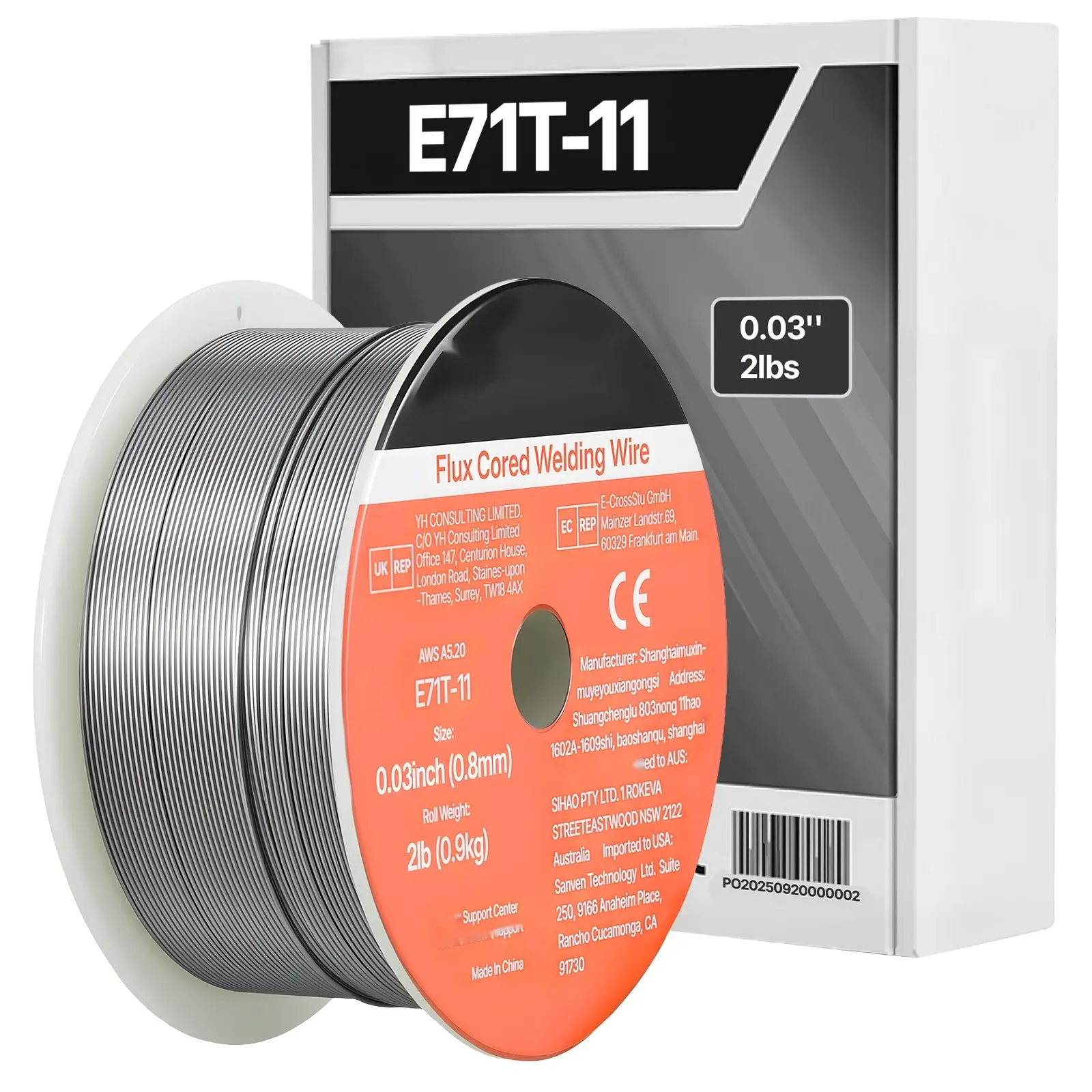 Flux Core MIG Welding Wire E71T-11, 0.03-Inch Diameter, 2 Lbs Spool, Gasless Self-Shielded Mild Steel Welding Wire With Low Spatter For All Position Arc Welding, Outdoor Use And Easy Home DIY Projects