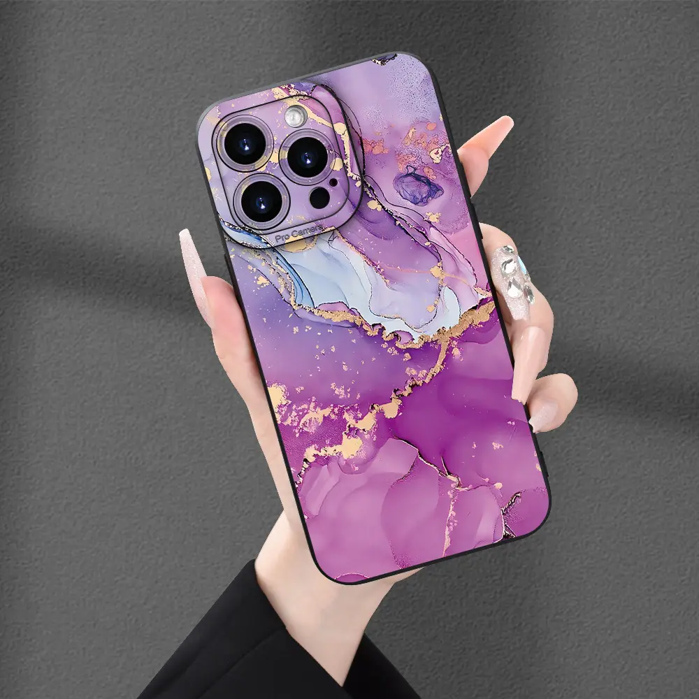 Purple marble pattern phone case, suitable for iPhone 17Air/17/17 Pro Max/13/14/15/16/12/11 Pro Max and other series of mobile phones, is the ideal birthday gift for parents, significant others or anyone.