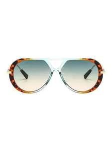 Retro Pattern Print Double Bridge Sun Glasses with Round Frame Lenses For Women Daily Commute Outdoor Activity