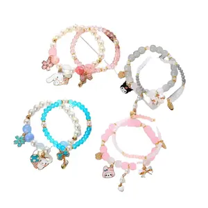 Sanrio Cinnamoroll Bead Bracelet Adorable Charm Bracelets with Colorful Beads & Cute Gudetama Charms for Fashionable Accessories