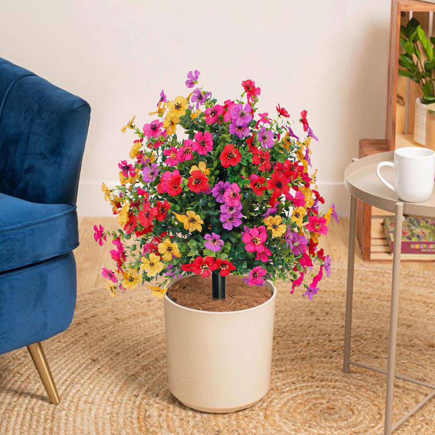 Lifelike Artificial Violet Rose Bushes, UV Resistant & Waterproof Outdoor Faux Flowers, Low Maintenance Garden Porch Patio Decor, No Watering Required All Year Round
