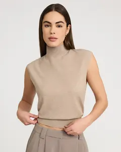Express Skimming Mock Neck Cap Sleeve Sweater