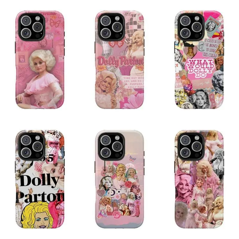 Dolly Parton Collage Smartphone Casing, Retro Country Music Aesthetic Protective Phone Accessory, Compatible with iPhone 11-17 Pro Max/Plus for Device Protection, Accessories