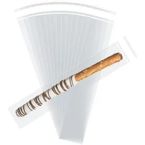 Self Sealing Cellophane Bags,2x10 Inches 100 Pcs Clear Pretzel Rod Bags, Resealable Bag for Packaging ICY Candy Popsicle