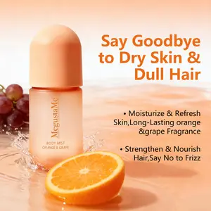 MegustaMe Orange and Grape Body Spray - Long-lasting Citrus Fruit Perfume, Paraben-free, Phthalate-free, Lightweight, Non-sticky, Gentle on Skin, Safe for Daily Use, Travel Size 3.38 fl oz