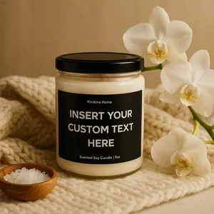 Custom Text Minimal Black Label Candle | Personalized Soy Candle 9oz | Add Message, Name, Quote, Inside Joke | Birthday, Valentine’s, Christmas, Graduation, Anniversary, Housewarming, Funny Gag Gift
