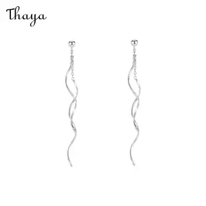 Thaya 925 Silver Spiral Line Earrings